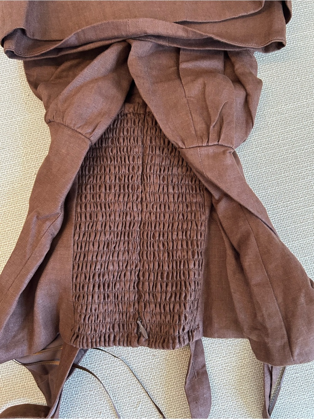 Reformation Janu Linen Midi Dress - Chocolate Cake Cafe Brown Classic - Picture 7 of 9